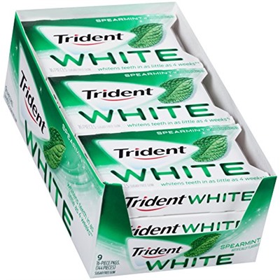 Trident White Sugar Free Gum (Spearmint, 16-Piece, 9-Pack)