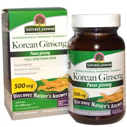 Nature's Answer, Корейский женьшень, 500 мг, 50 растительных капсул