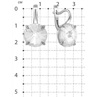 Серьги из серебра с кристаллами Swarovski родированные 925 пробы с-002р-001