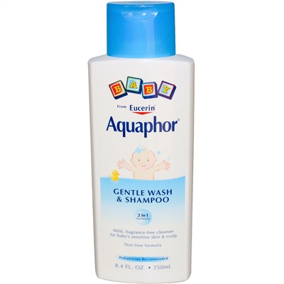 Aquaphor, Нежный детский шампунь и средство для купания, не содержит отдушки, 8,4 жидких унций (250 мл)