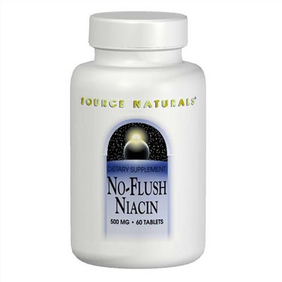 Source Naturals, Ниацин - никотиновая кислота без приливов жара, 500 мг, 60 таблеток