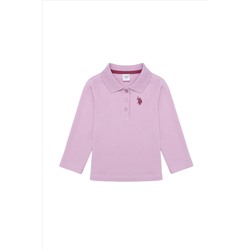Kız Çocuk Açık Manolya Basic Polo Yaka Sweatshirt