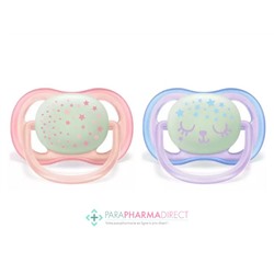 Avent Sucettes Ultra Air Night 0-6 mois Rose & Violet x2