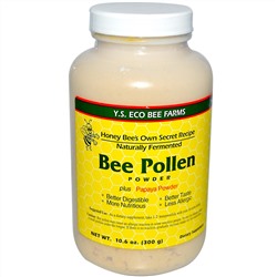 Y.S. Eco Bee Farms, Порошок из пчелиной пыльцы и папайи, 10,6 унций (300 г)