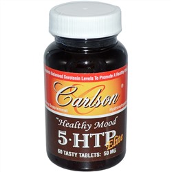 Carlson Labs, Healthy Mood, 5-HTP Elite, природный аромат малины, 50 мг, 60 вкусных таблеток