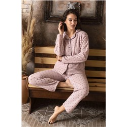 CALİA Kadın Önden Düğmeli Uzun Kollu Polar Peluş Kışlık Sıcak Tutan Pijama Takımı 687YP201