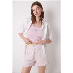 Pijama corto estampado rayas rosa