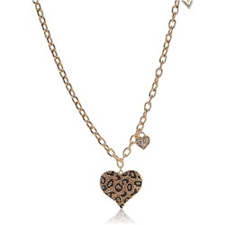 GUESS "Basic" Gold Cheetah Heart Pendant Necklace, 16" + 1" Extender
