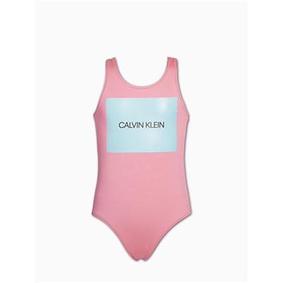 GIRLS CORE PLACED LOGO ONE-PIECE SWIMSUIT