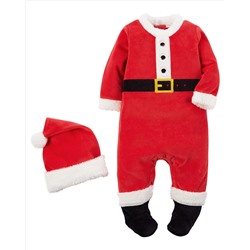 2-Piece Velour Santa Suit