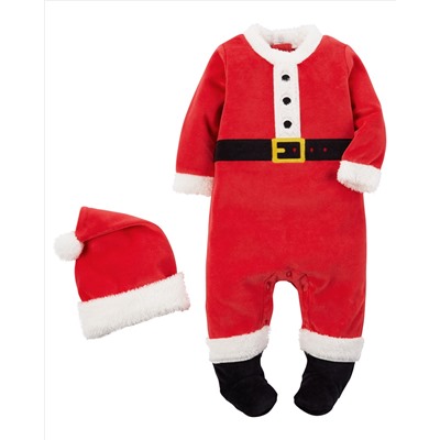 2-Piece Velour Santa Suit