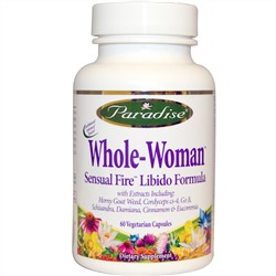 Paradise Herbs, Whole-Woman, Чувственный огонь, формула для либидо, 60 вегетарианских капсул