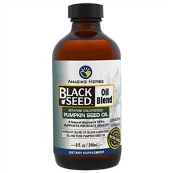 Amazing Herbs, Смесь масла черного тмина с чистым маслом тыквы холодного отжима, 8 жидк. унций (240 мл)