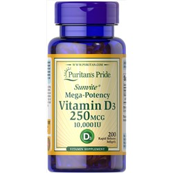 Puritan's Pride Vitamin D3 250 mcg (10,000 IU)