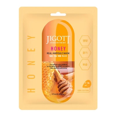 JIGOTT HONEY REAL AMPOULE MASK Тканевая маска для лица с мёдом 27мл