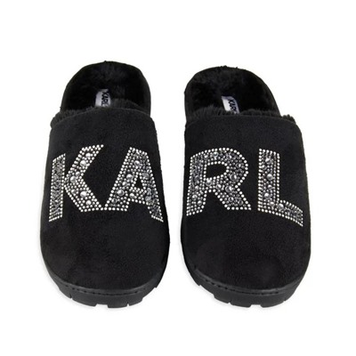 Karl Lagerfeld Paris Jasmina Faux Fur Lined Embellished House Slippers