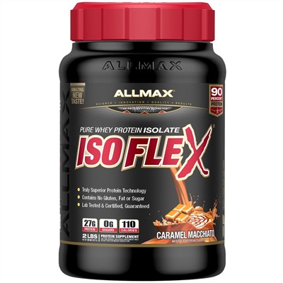 ALLMAX Nutrition, Isoflex, 100% ультрачистый изолят сывороточного протеина (WPI - Технология ионной фильтрации), карамельное маккиато, 2 фунта (907 г)
