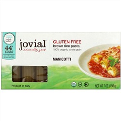 Jovial, Паста из органического коричневого риса, Manicotti, 7 унц. (198 г)