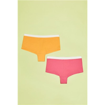 Pack 2 bragas culotte algodón naranja y rosa