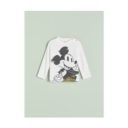 Langarmshirt mit Druck Mickey Mouse aus Baumwolle