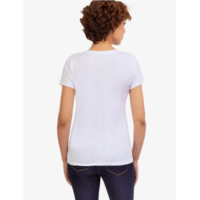 V-NECK STRIPE FOIL GRAPHIC T-SHIRT