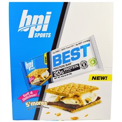 BPI Sports, Лучшие белковые батончики, S'Mores, 12 батончиков, по 2,29 унции (65 г) каждый