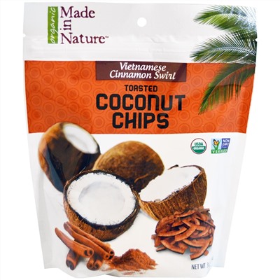 Made in Nature, Органические поджаренные кокосовые чипсы, вьетнамский коричный вихрь, 3,0 унции (85 г)
