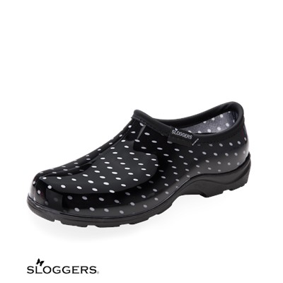 Sloggers Women's Black with White Polka Dots Clog