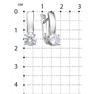 Серьги из серебра с фианитами родированные 925 пробы с-3691рс200