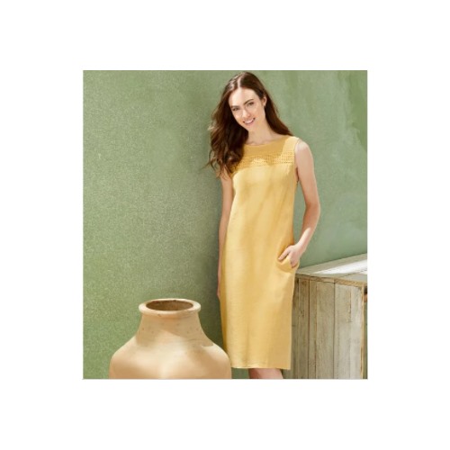ESMARA® Kleid, mit Häkelspitze, seitliche Eingrifftaschen, aus reiner Leinenfaser цвет желтый, размер 38
