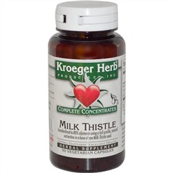 Kroeger Herb Co, Полная концентрация, Расторопша пятнистая, 90 растительных капсул