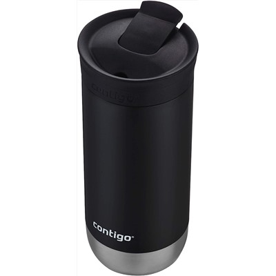 Contigo Huron Vacuum-Insulated Stainless Steel Travel Mug with Leak-Proof Lid, Keeps Drinks Hot or Cold for Hours, Fits Most Cup Holders and Brewers, 16oz Licorice