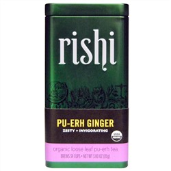 Rishi Tea, Органический листовой чай пуэр, имбирь, 3 унции (85 г)