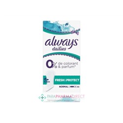 Always Dailies Fresh&Protect Normal Protège-Slips 0% Colorant & Parfum x30