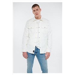 Mavi Parker Beyaz Jean Gömlek Oversize / Geniş Kesim 021521-83855