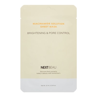 NEXTBEAU Niacinamide Solution Sheet Mask Brightening &amp; Pore Control Выравнивающая тканевая маска с ниацинамидом 22мл