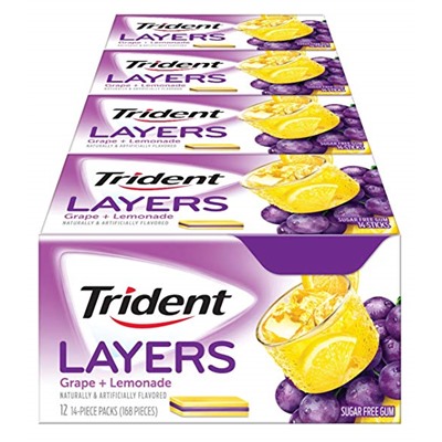 Trident Layers Sugar Free Gum (Grape Lemonade, 14-Piece, 12-Pack)