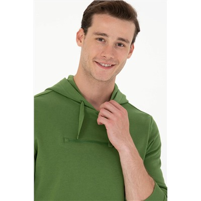 Erkek Yeşil Kapüşonlu Sweatshirt