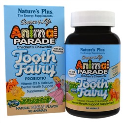 Nature's Plus, Source of Life, Animal Parade, Tooth Fairy, Детские жевательные таблетки, натуральный вкус ванили, 90 таблеток в форме животных