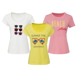 ESMARA® T-Shirt Damen, mit Print, aus reiner Baumwolle