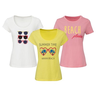 ESMARA® T-Shirt Damen, mit Print, aus reiner Baumwolle