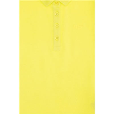 Kız Çocuk Neon Sarı Basic Polo Yaka Tişört