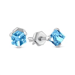 Серьги-пусеты из серебра с кристаллами Swarovski родированные 925 пробы 0056с-202