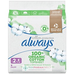 Always Cotton Protection - Taille 2 Long - 9 Serviettes