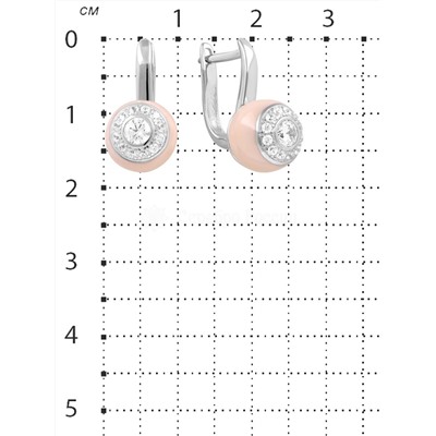 Серьги из родированного серебра с куб.цирконием и керамикой 925 пробы CTX-E020-13