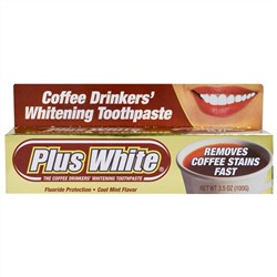 Plus White, Отбеливающая зубная паста для любителей кофе, холодящая мята, 3,5 унции (100 г)