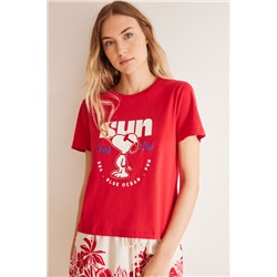 Camiseta 100% algodón rojo Snoopy