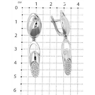 Серьги из серебра с фианитами родированные 925 пробы С-3527-Р