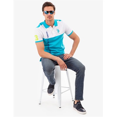 COLORBLOCK PIQUE POLO SHIRT WITH GRAPHIC PRINT