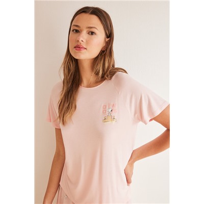Pijama corto rosa súper soft Snoppy